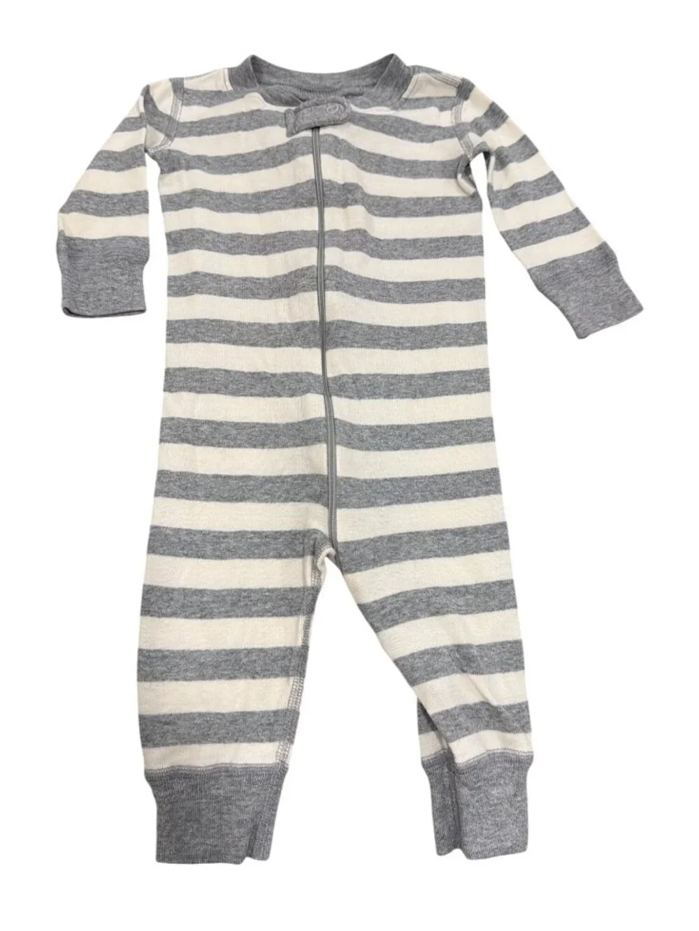 Hanna Andersson Baby Zip-Front Sleeper 6-9 Months Gray & White Stripes Organic C